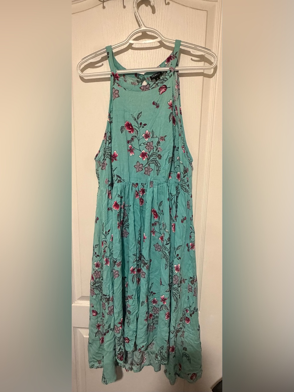 torrid Teal Floral Sleeveless Sundress with Pink Accents